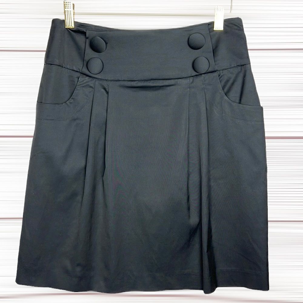 Ann Louise Roswald Cotton Blend Black Knee Length Skirt